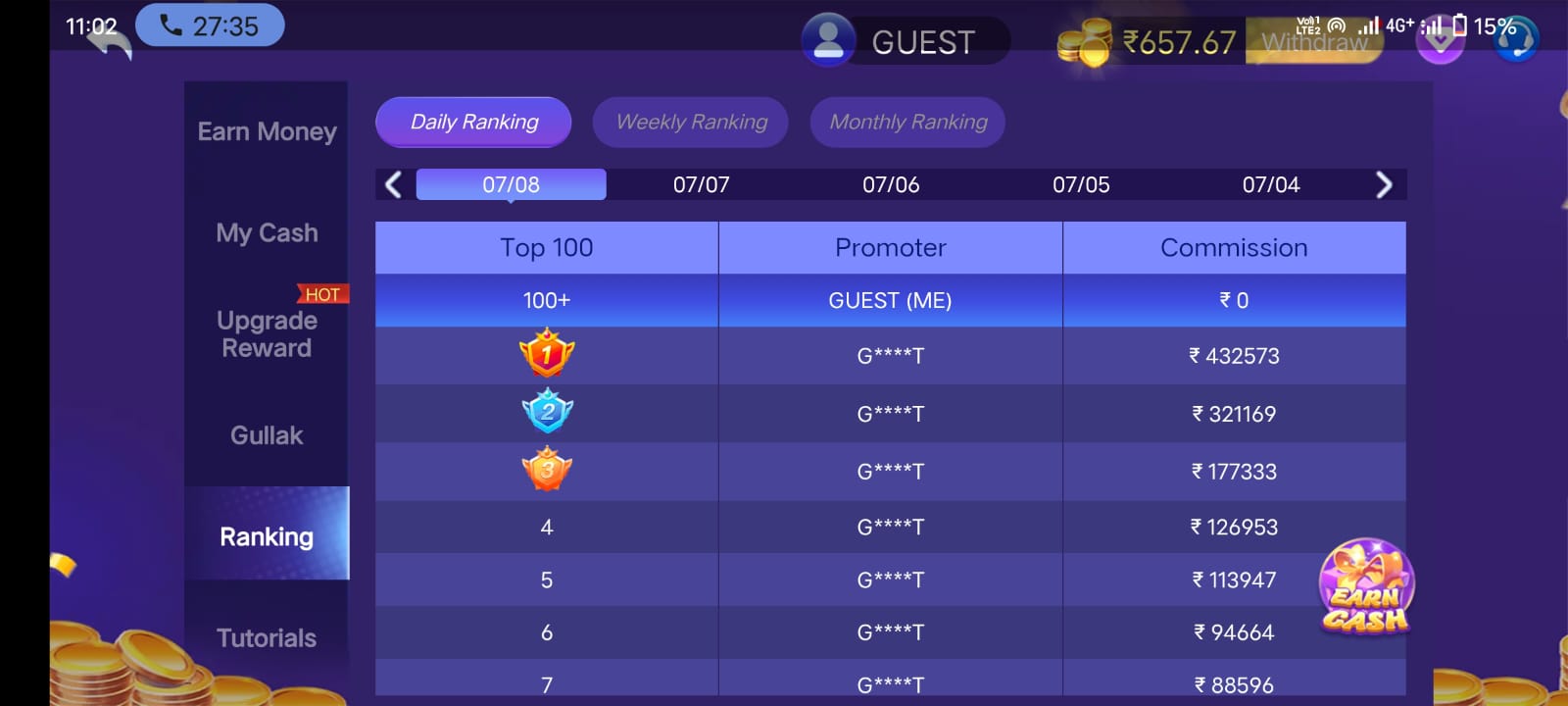 Teen Patti Master Ranking List 2026 – Top Earners & Commission Leaders